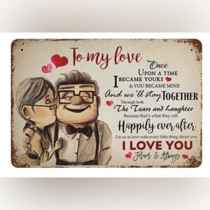 Vintage Metal Tin Sign Carl And Ellie To My Love Tin Signs 8X12 Inches